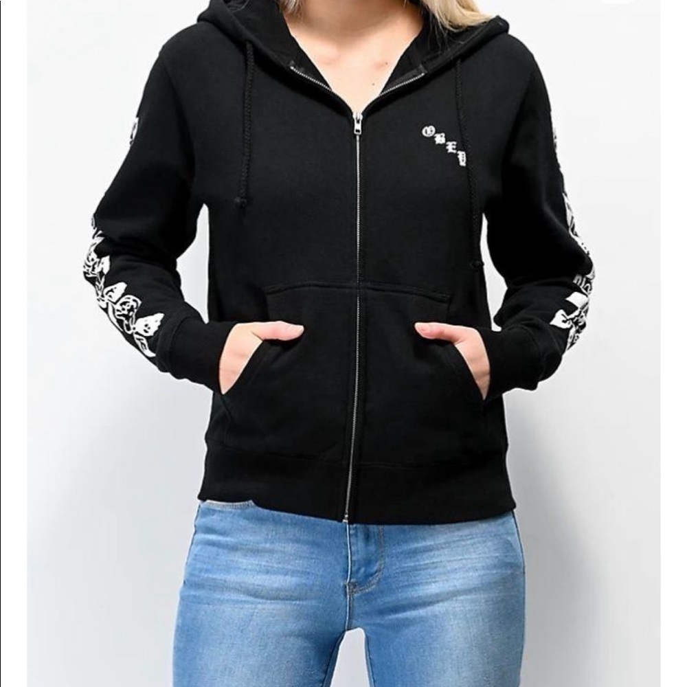 Obey Old Rose Black Zip-Up Hoodie